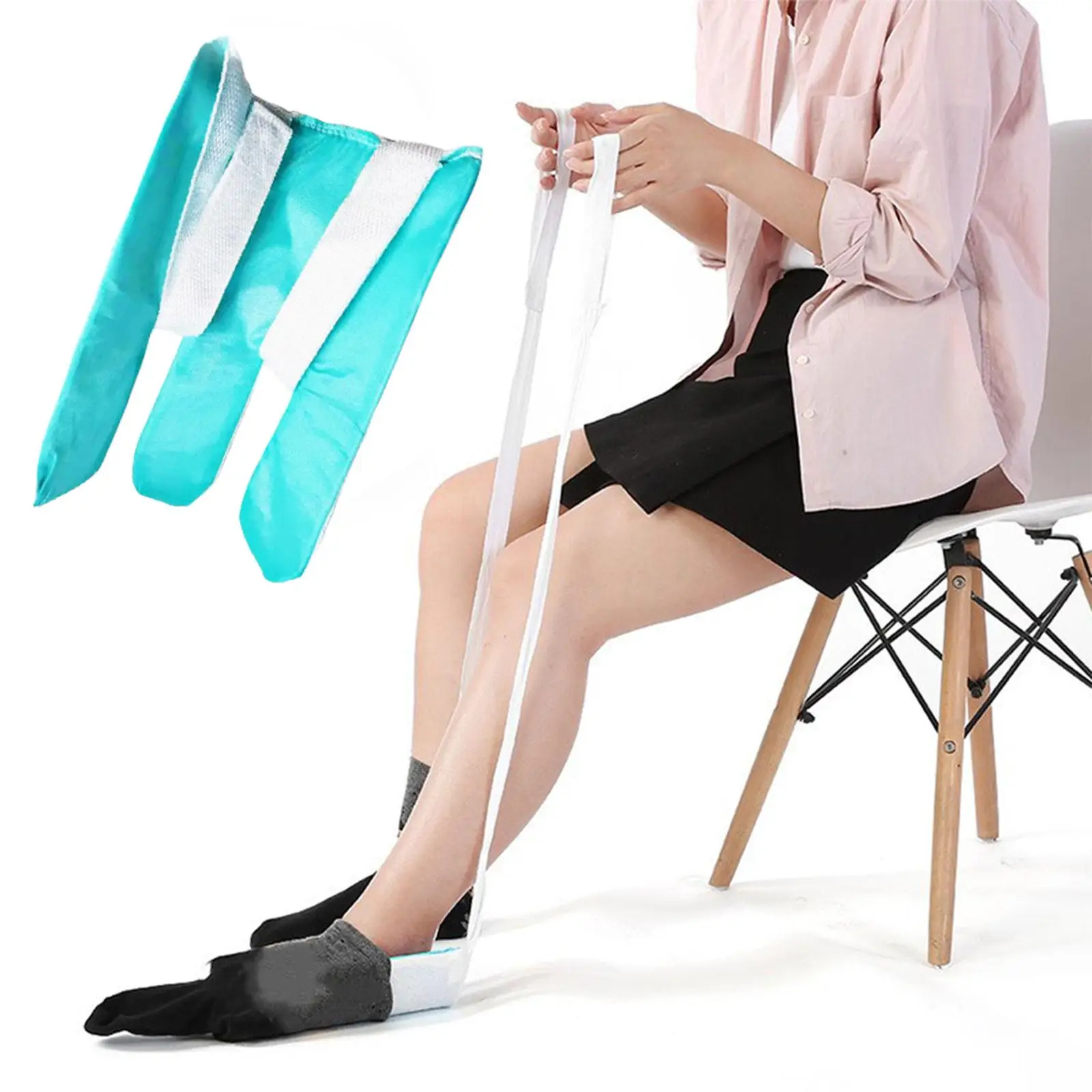 Socks wearing Aids without Bending with Adjustable Cords Adjustable Aid Tool for Injury Knee Pain Pregnant Elderly Handicapped