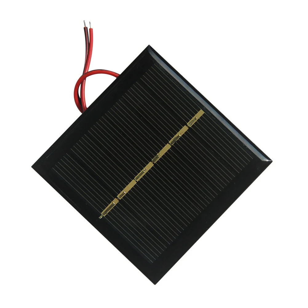 0.6W 3V Solar Panel 65x65mm Polycrystalline Design with 15cm Wire for Toy Lights Battery Charging Applications