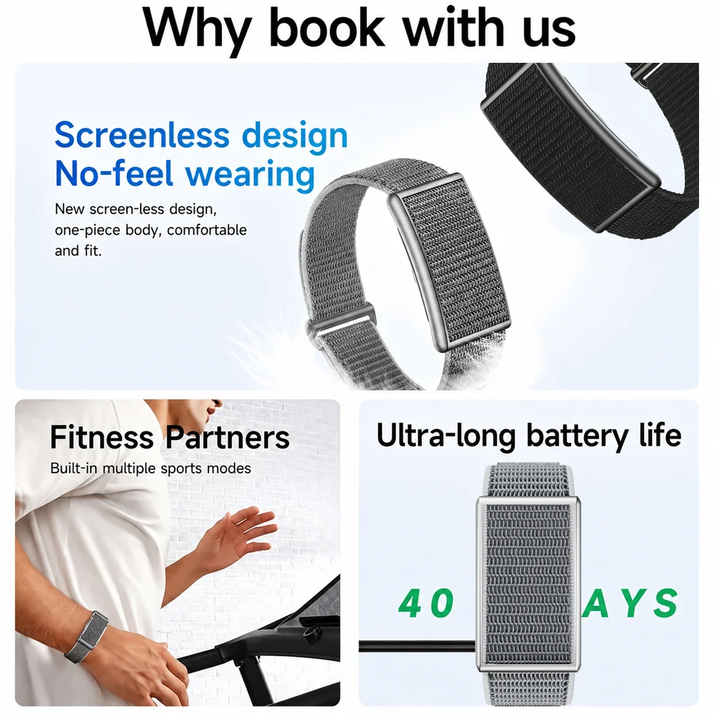 Fitness Tracker Smart Band Ultra-Thin Light IP68 Waterproof Heart Rate Blood Oxygen Monitor Long Battery Alarm Clock view 6