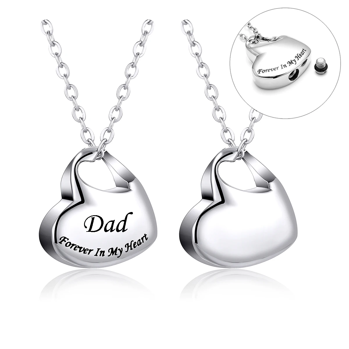 Forever in My Heart Pendant Stainless Steel Cremation Heart Locket Necklace for Ashes Urn Memorial keepsake Jewelry Gift