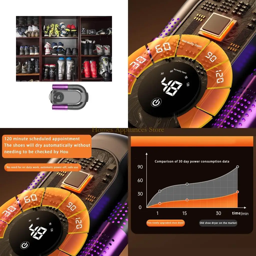 

D0AB Сушилка для ботинок Сушилка для обуви Сушилка для перчаток и грелки для ботинок с тепловентилятором Портативная быстрая