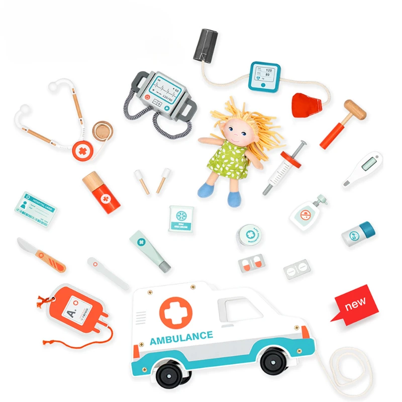 Montessori Educational Wooden Toys Puzzle Baby Play Doctor Creative Games Building Blocks Dollhouse Accessories Diy Girls Toys