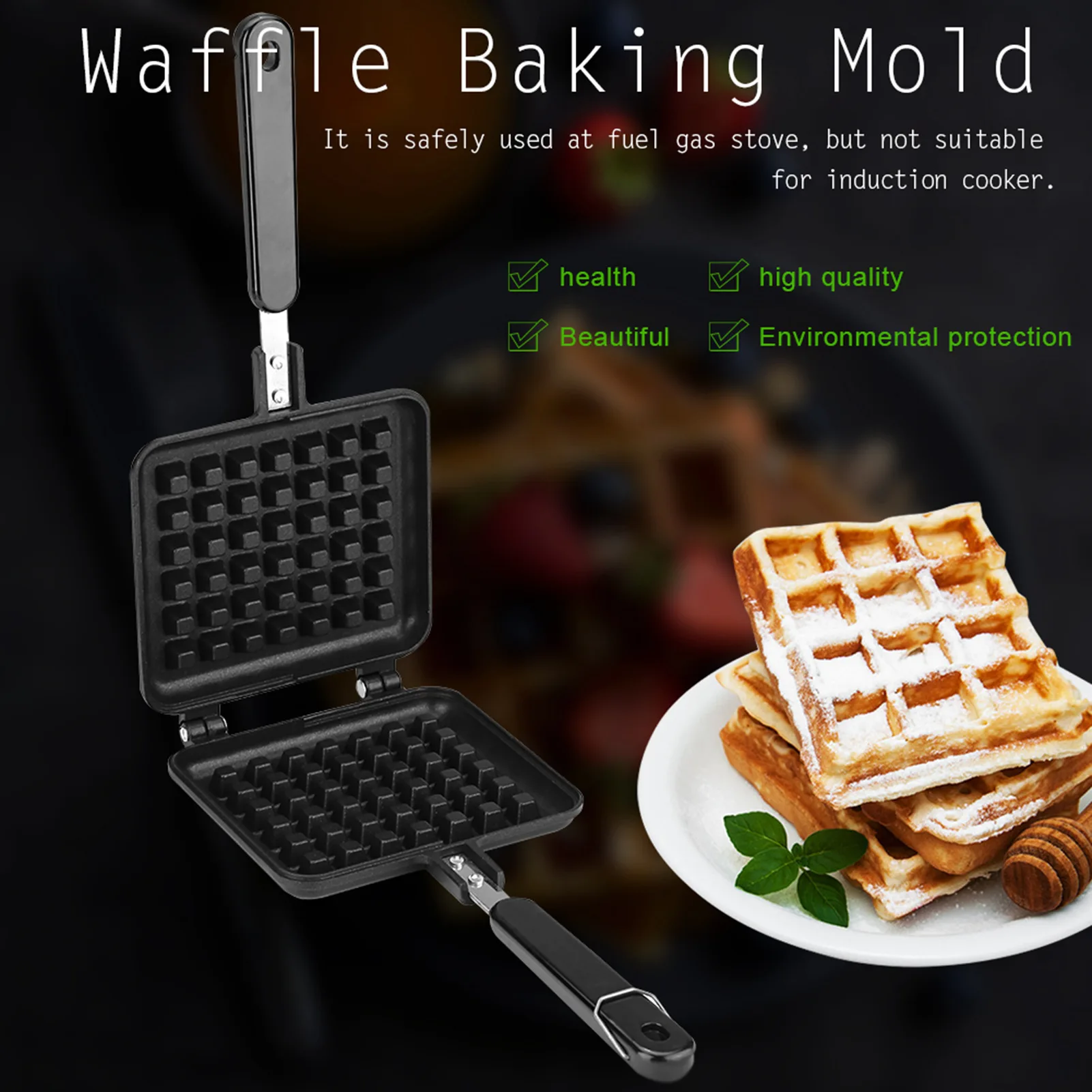 Waffle Baking Tool Waffle Mould Household Kitchen Gas NOn Stick Waffle Maker Pan Mould Mold Press Plate Cooking Baking Tool