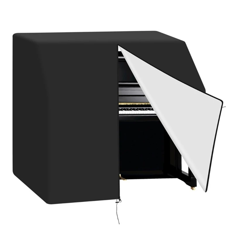 Music Room Piano Cover with 420D Fabric, Lower Cord and Front Opening for Full Coverage, Lined Interior and Regular Storage
