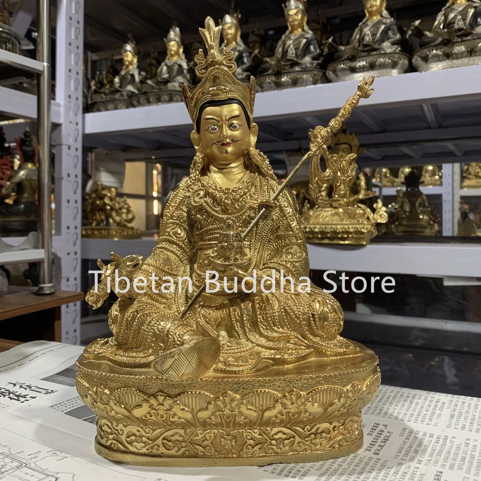 12 inch pure copper boutique lotus flower master gold-plated Buddha household items lotus master ornaments