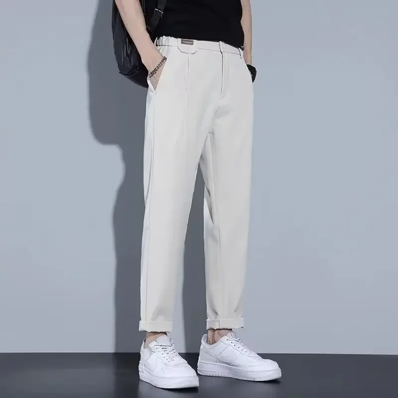 

Korean New Summer Men Suit Pants Slim Fit Casual Pant Solid Business Trousers Straight Elegant Social Pants Y2k Japan Streetwear