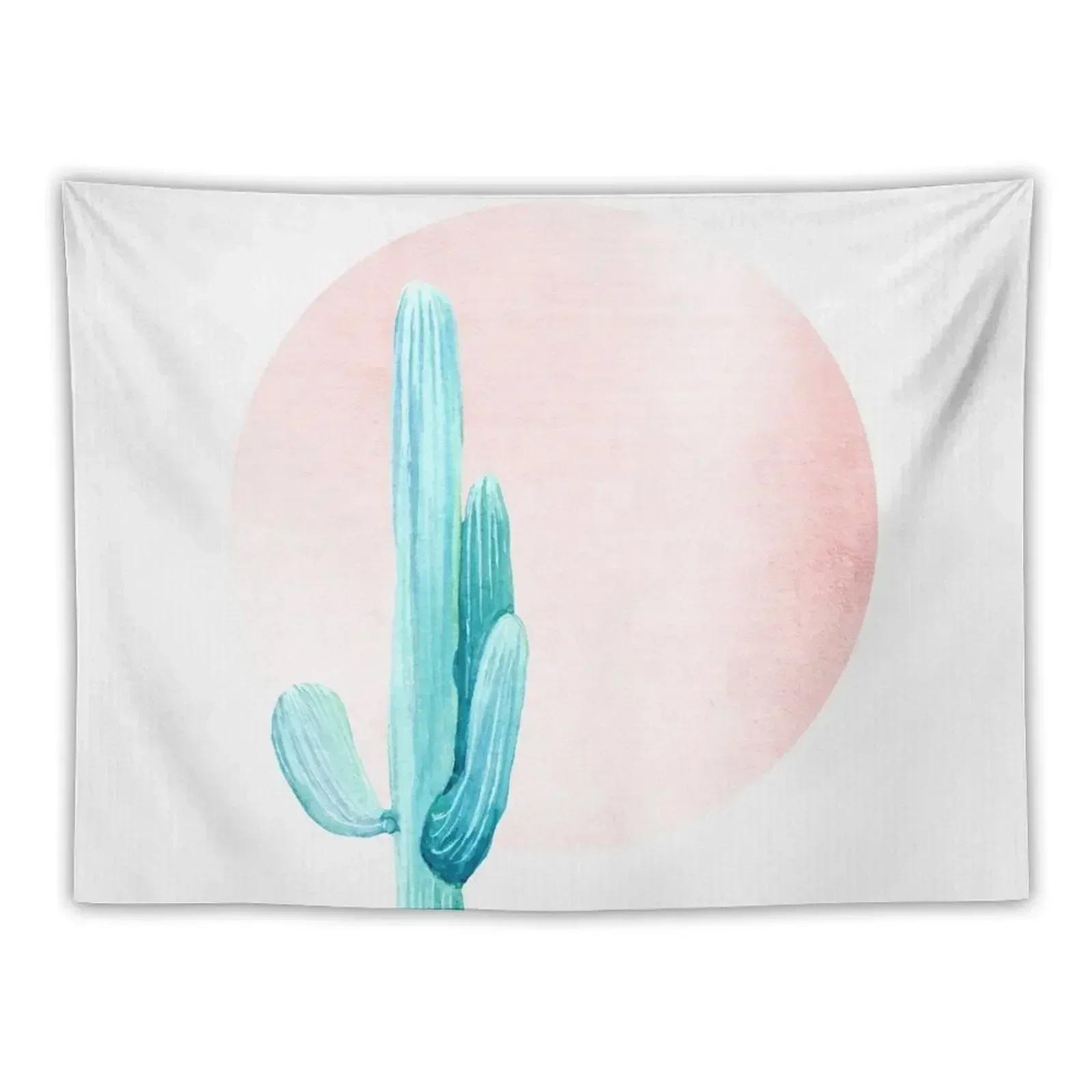 Elegant Cactus Rosegold Pink and Turquoise Desert Cacti Home Decor Tapestry Room Decor Korean Style Wallpaper Tapestry