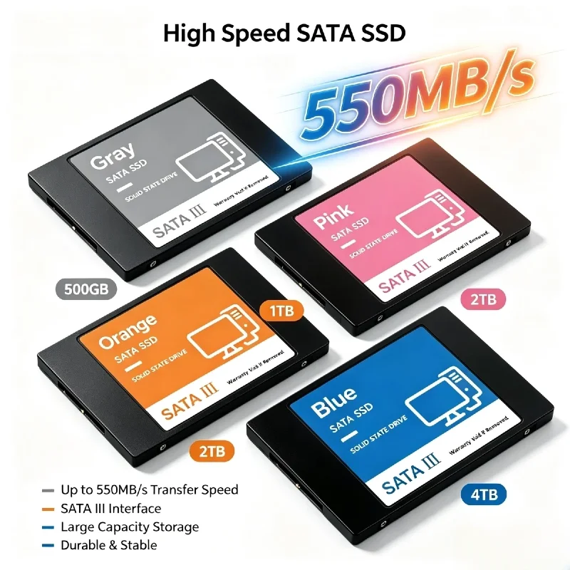 New Original 2.5 Inch SATA3 SSD 500GB 1TB 2TB 4TB Internal Solid State Hard Drive for Laptop Desktop Max Pro Ultra Speed