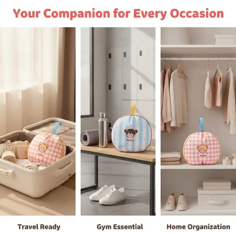 Portable Travel Bra Storage Organizer Cartoon Divided Grids Lingerie Pouch Bag for Underwear Socks Business Travel Essentials