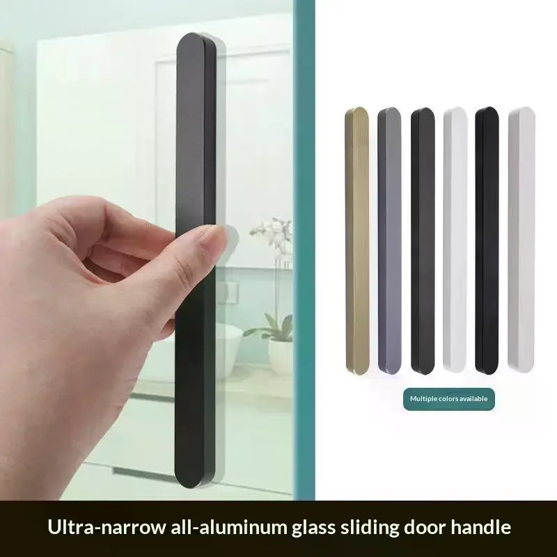 Self-adhesive Stick On Sliding Door Handles Aluminium Alloy Punch-free Cabinet Handles Multifunctional Drawer Pulls