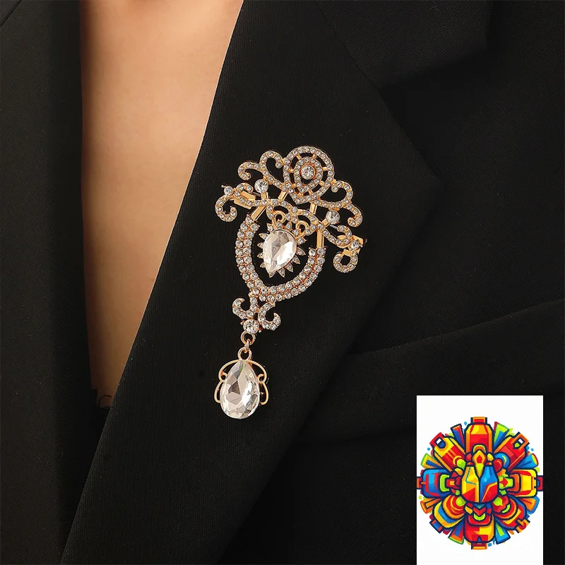 Teardrop Brooch Large Flower Shape Pin for  Elegant Wedding Banquet Party Dress Jewellry