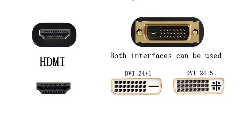 HDMI-compatible To DVI Cable Male 24+1 DVI-D Male Adapter Gold Plated 1080P for HDTV DVD Projector PlayStation 4 PS4/3 TV BOX