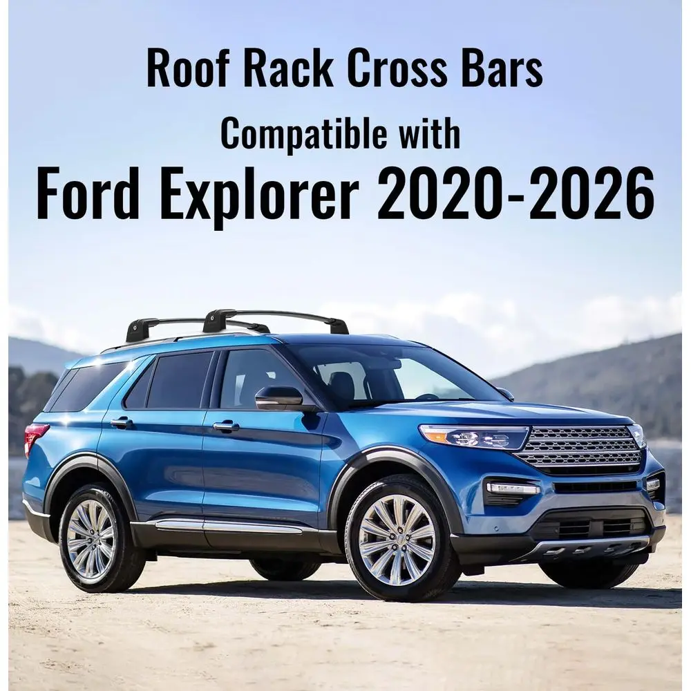 قضبان متقاطعة لرف السقف بوزن 300 رطل مناسبة لـ Explorer 2020-2026 مع قفل، قضبان سقف شديدة التحمل من الألومنيوم لسيارة البضائع على السطح #2