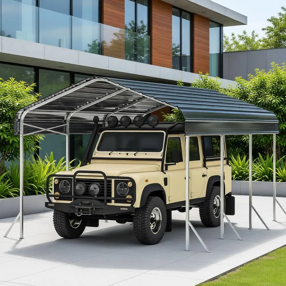 

Durable Metal Carport for All-Weather Vehicle Protection, Easy Setup, 10x15ft (Gray)