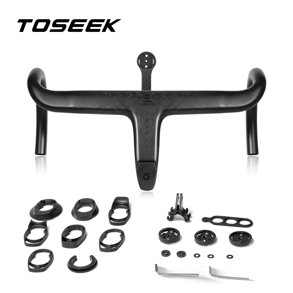 TOSEEK Carbon Handlebar Road Carbon Handlebar T700 Carbon Integrated Handlebar Di2 Bicycle Accessories Carbon Drop Bar
