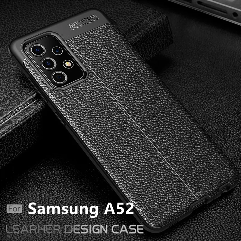 For Cover Samsung Galaxy A52 Case For Samsung A52 Capas Shockproof Bumper Soft TPU Back Leather Fundas Samsung A52 A 52 Cover