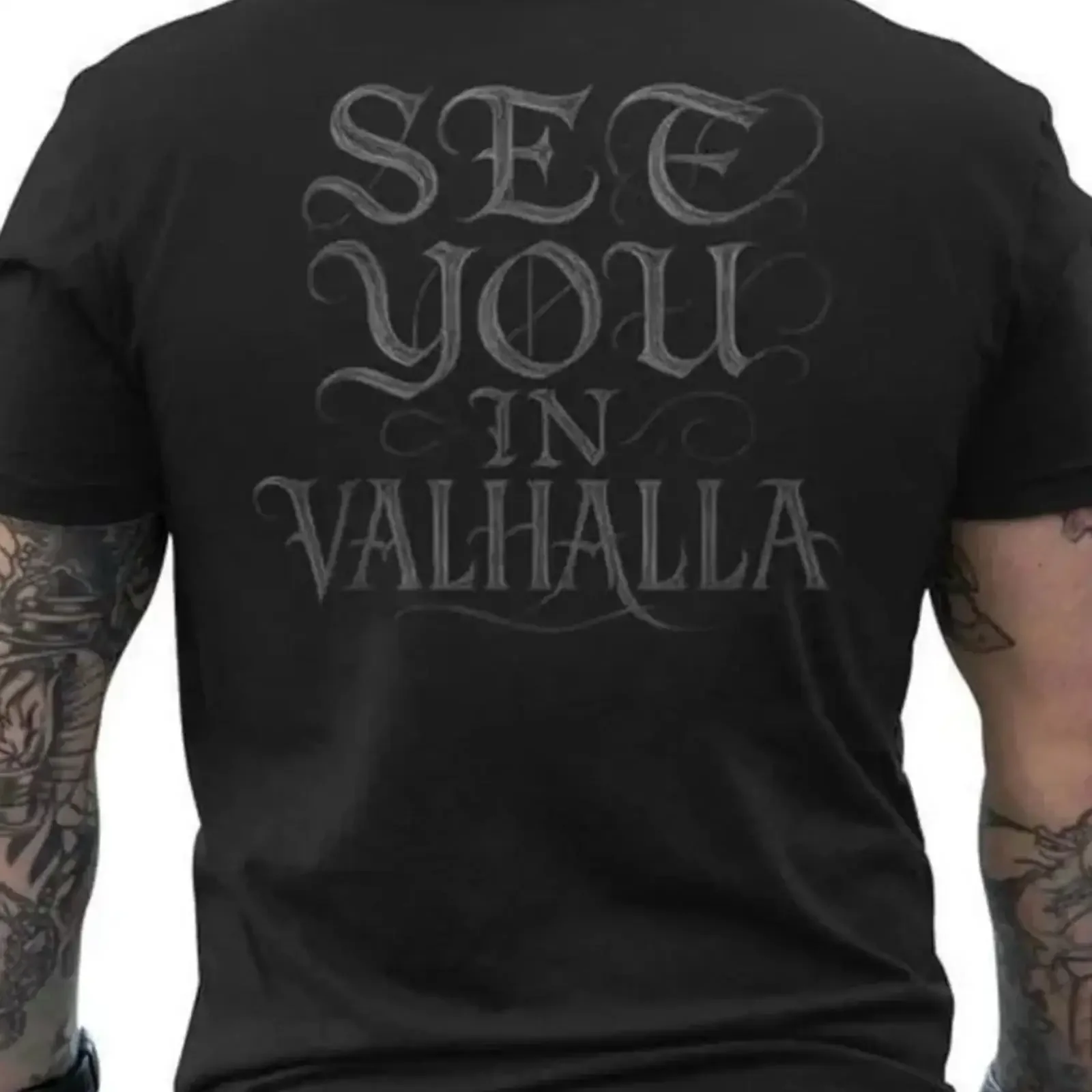 See you in Valhalla Herren T Shirt Wikinger Backprint Nordic bis 8XL vintage Washed Comfortable Soft homme Stretched Unisex