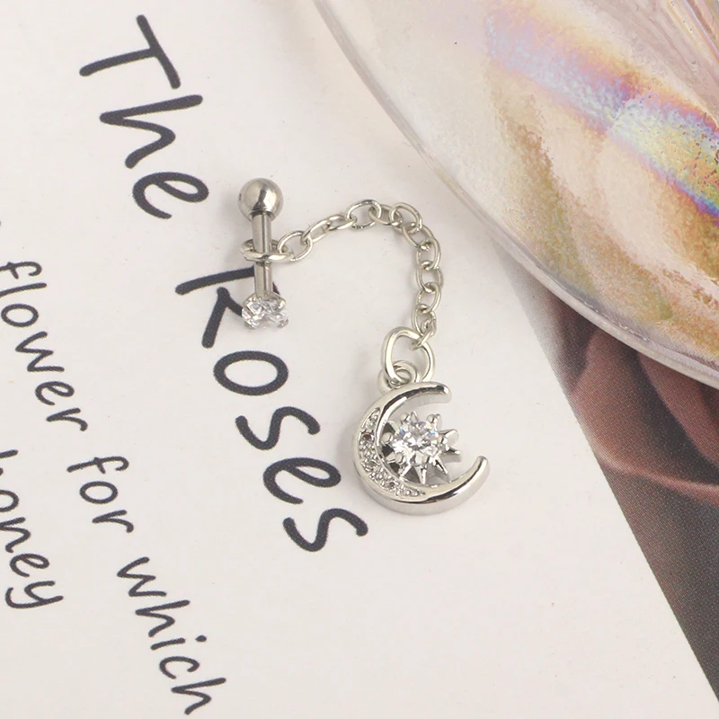 16G Cartilage Earrings 316L Stainless Steel CZ Dangle Helix Tragus Cartilage Stud Ear Piercing Jewelry for Women