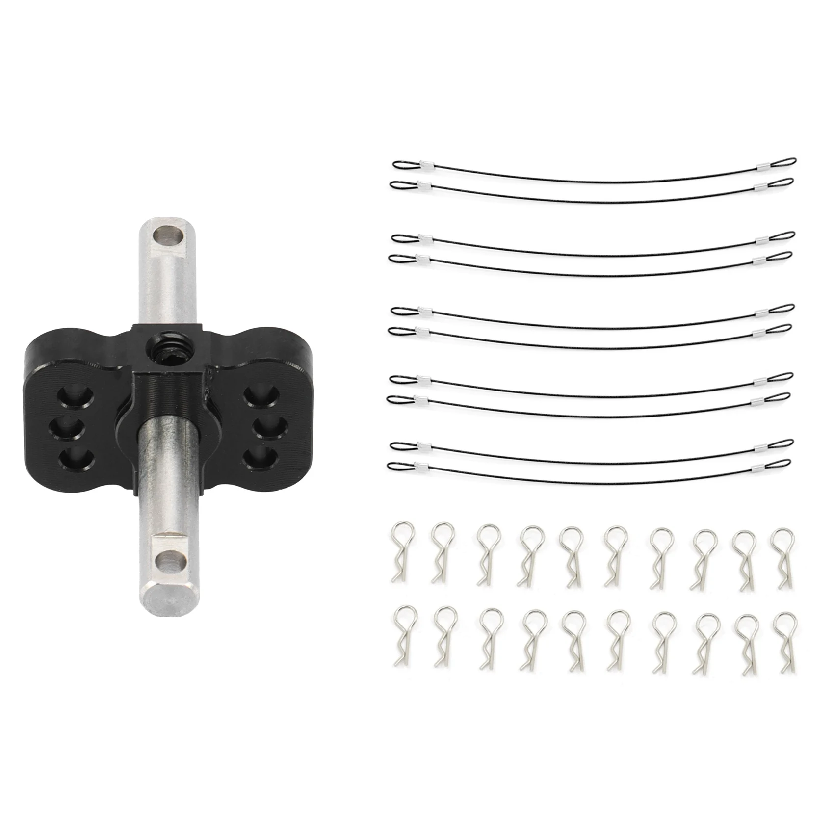 WOWFU-1X Differentieel Locker Spool Diff Lock Spool Zwart & 10 Stuks RC Auto Carrosserie Clips R Pins Anti-verloren Touw 2