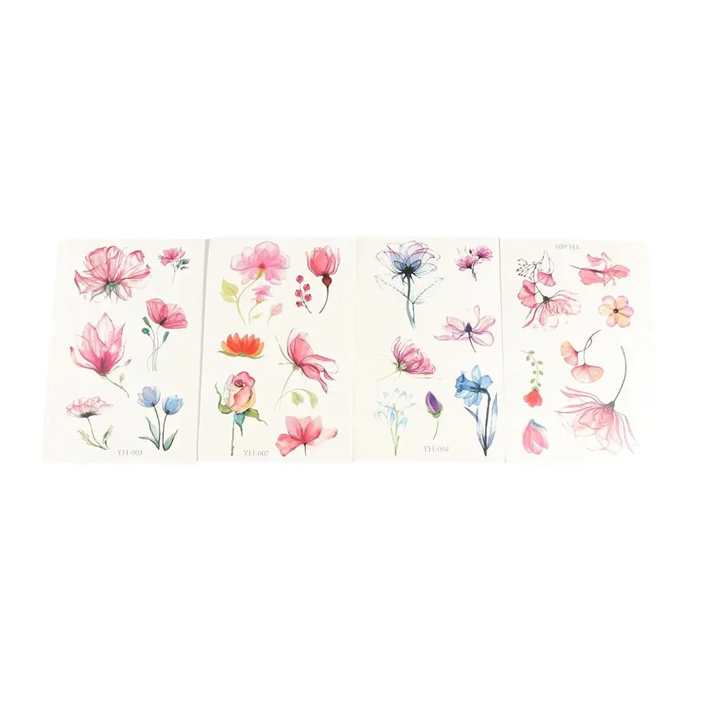 ملصق وشم على شكل زهر الكرز بالألوان المائية للاستعمال مرة واحدة، مضاد للعرق، ملصق وشم مؤقت صغير طازج مقاوم للماء، رسم ملون #4