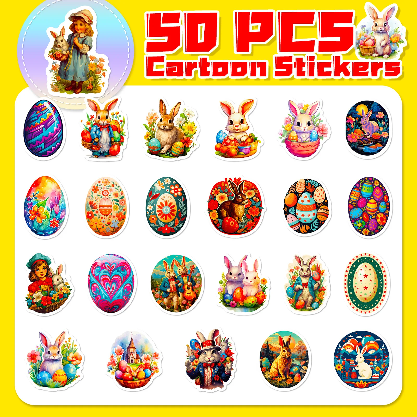 10/30/50PCS New DIY Easter Outfit Stickers Cartoon Graffiti Creative Anime iPad Computer  Guitar Decoration Waterproof Wholesale