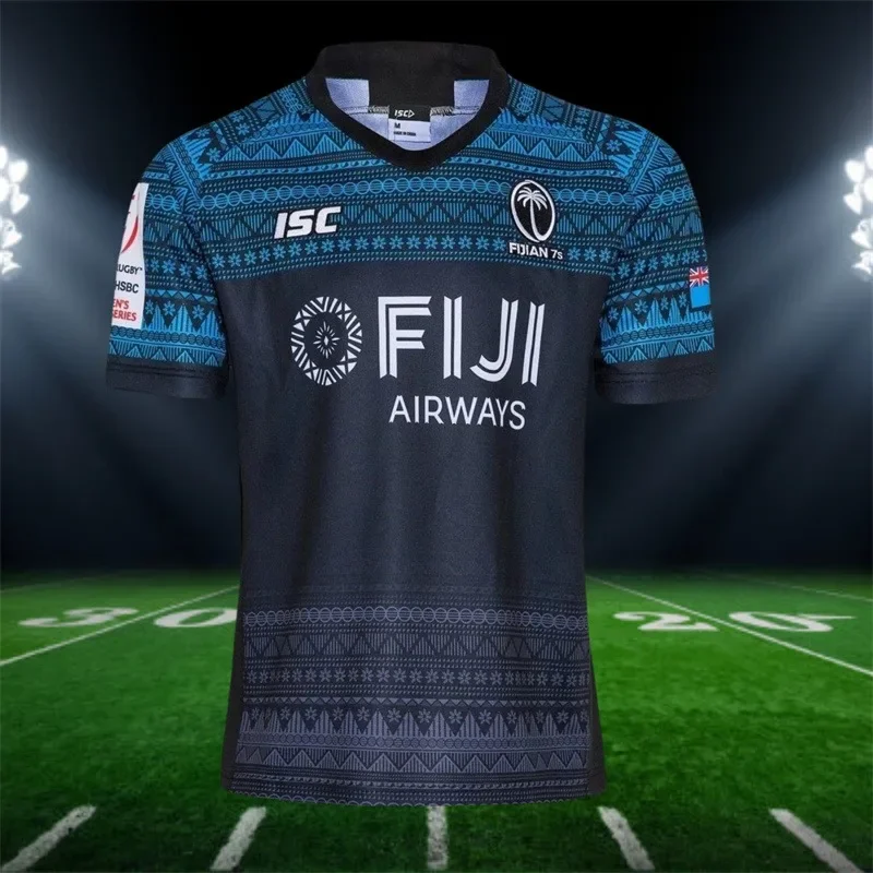 

New 2024 Mens Rugby Tshirt Home Jersey Fiji 7S Oversized Mesh Breath Tshirt Family Clothing Sportwear Summer Sport Tee Adult/Kid