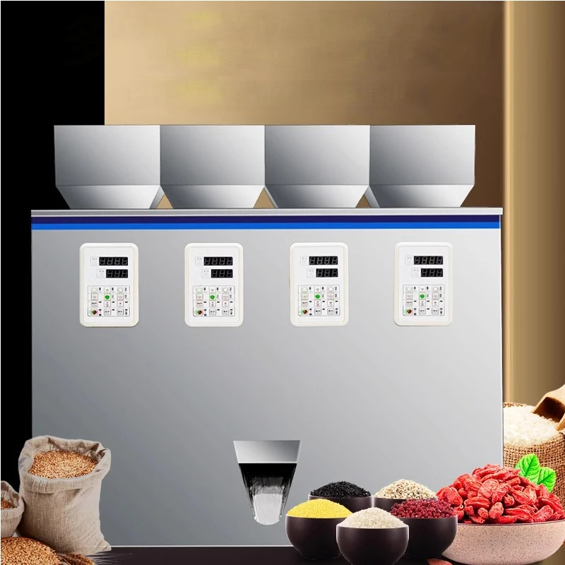 

1-100g Automatic Food Weighing Fillng Machine Powder Tea Beans Granular Quantitative Filling Machine 4 Head 220/110v Customized