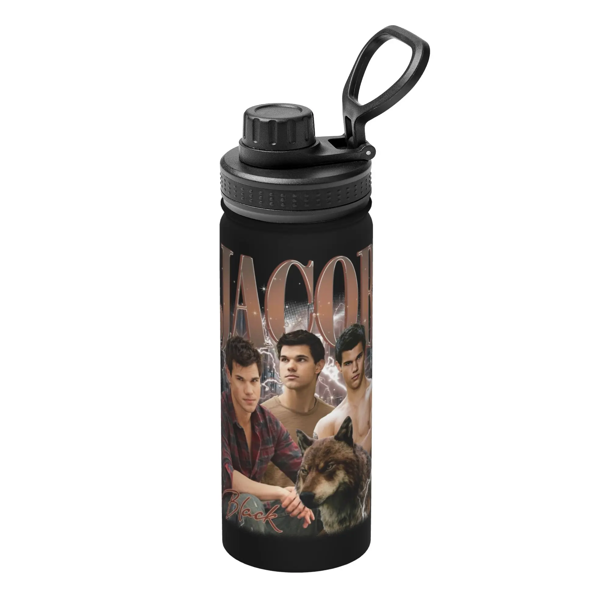 Jacob Black Twilights 18OZ Sports Insulated Kettle  Coffee Cups Stainless Steel Double Wall Mugs Water Bottle