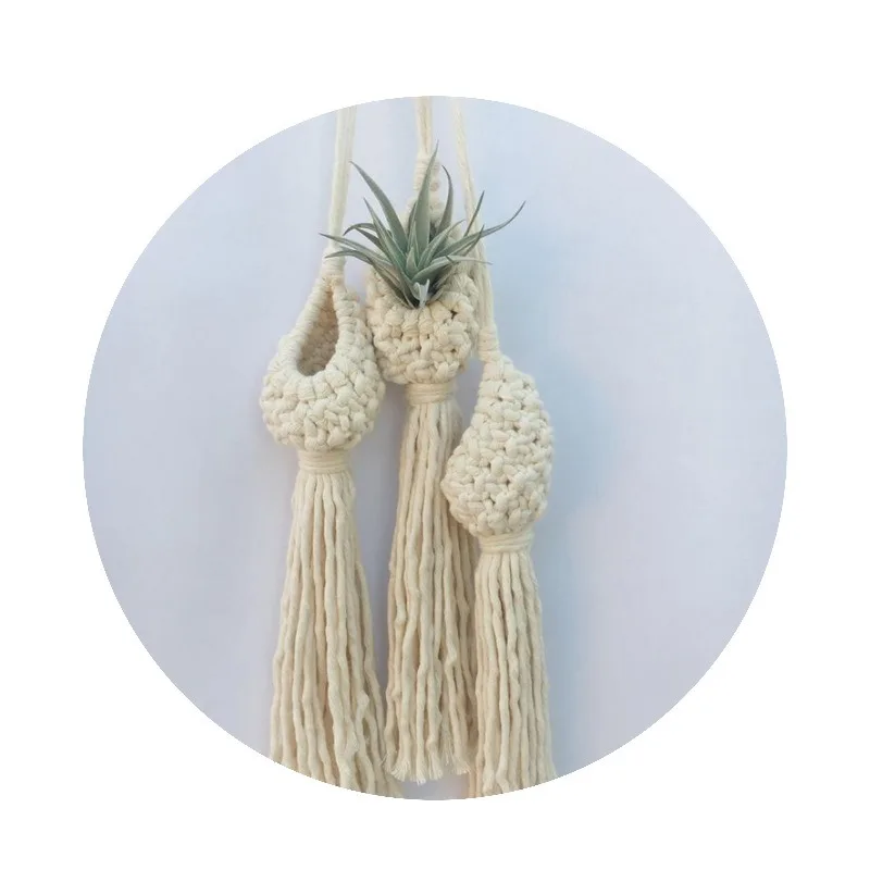 Macrame Plant Hanger Hand Woven Cotton Air Plant Holder Boho Hanging Planter Home Wall Decor