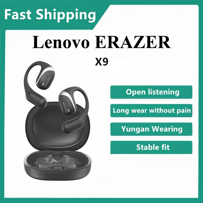 Lenovo ERAZER X9 Wireless Bluetooth 5.4 Earphones Sports Wireless Headphones With Mic Touch Control Noise Cancelling Waterproof