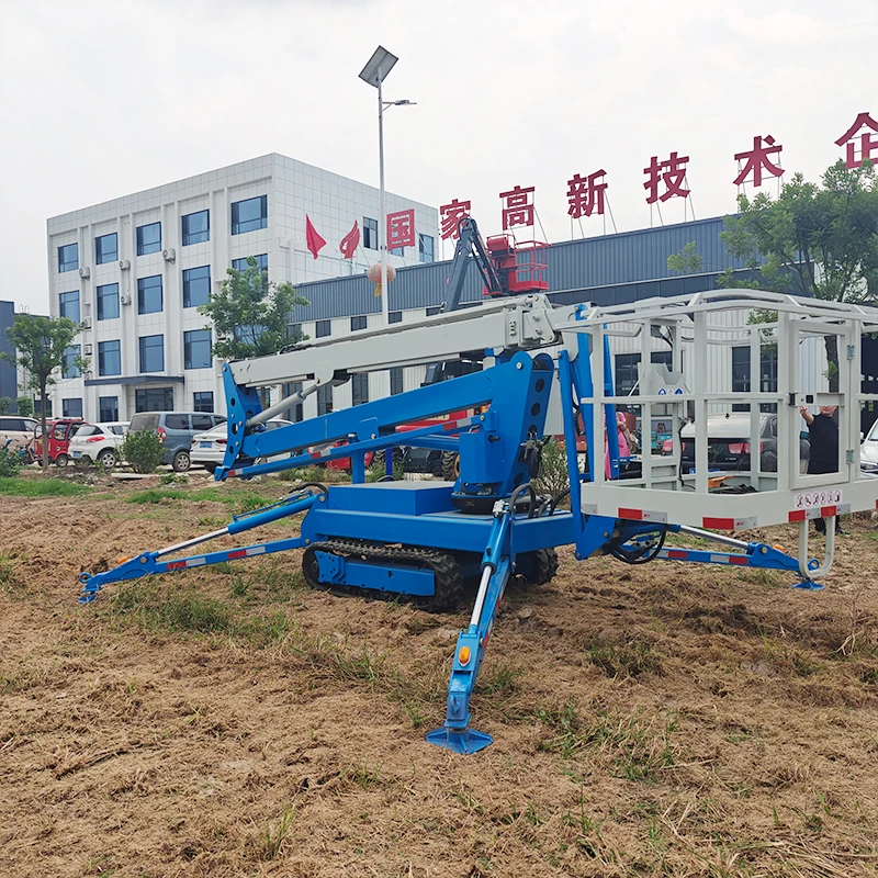 Ce certified articulated tractable boom lift cherry picker folding telescopic boom spider lift