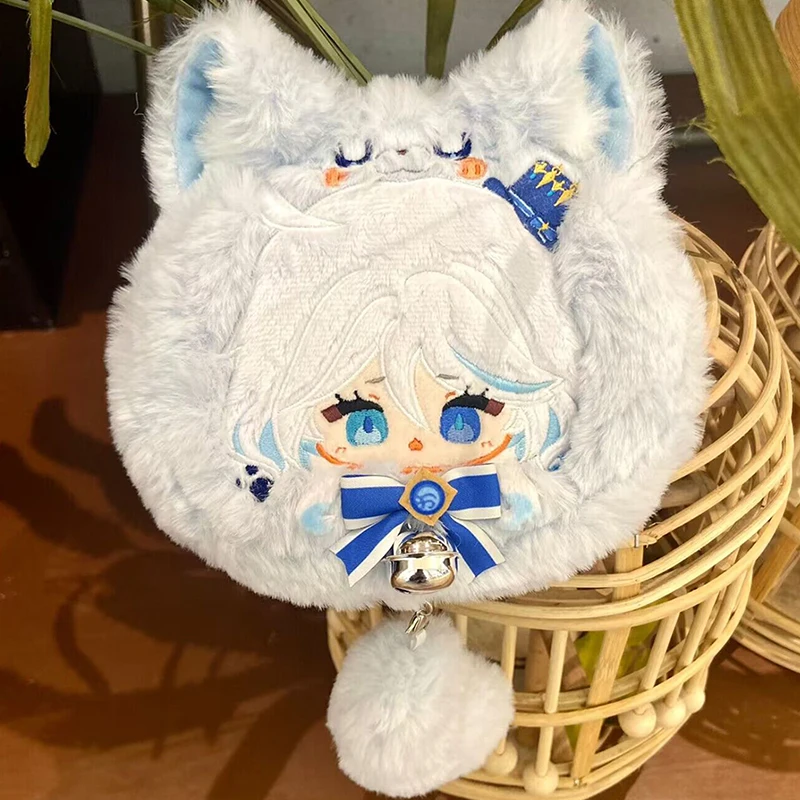 Spiel Genshin Impact Furina de Fontaine Plüschpuppe Geldbörse Tasche Anime Focalors Spielzeug Headset Aufbewahrungstasche Mini Geldbörsen Geschenke 15 cm