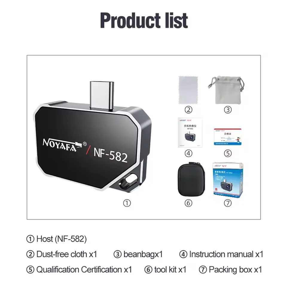 NOYAFA NF-582 Thermal Imaging Camera 80x62 IR Infrared Thermal Imager -20℃~550℃ Thermal Camera Heat Loss Detection for Android