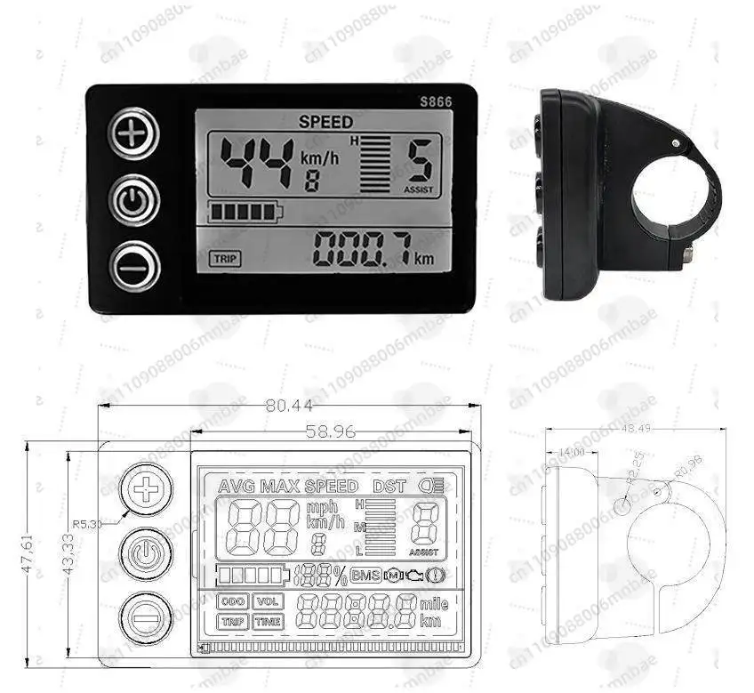 Electric bicycle Lithium battery bicycle LCD meter display switch S866 Smart display 36V/48V