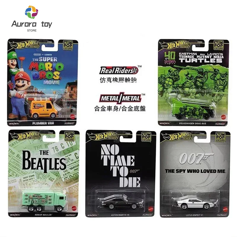 2024 Hot Wheels Car Pop Culture Hdx86-d Series Car Model Alloy Hot Aston Martinthe Beatles Lotus Birthday Gift For Kids Car Toys