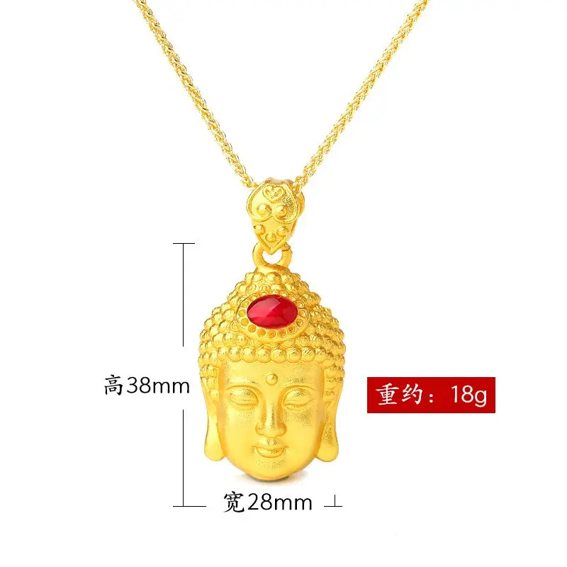 Pure Copper 18K Real Gold-plated Buddha Head Pendant Women's Lucky Head New Big Day Tathagata Pendant Necklace for Mother Gifts