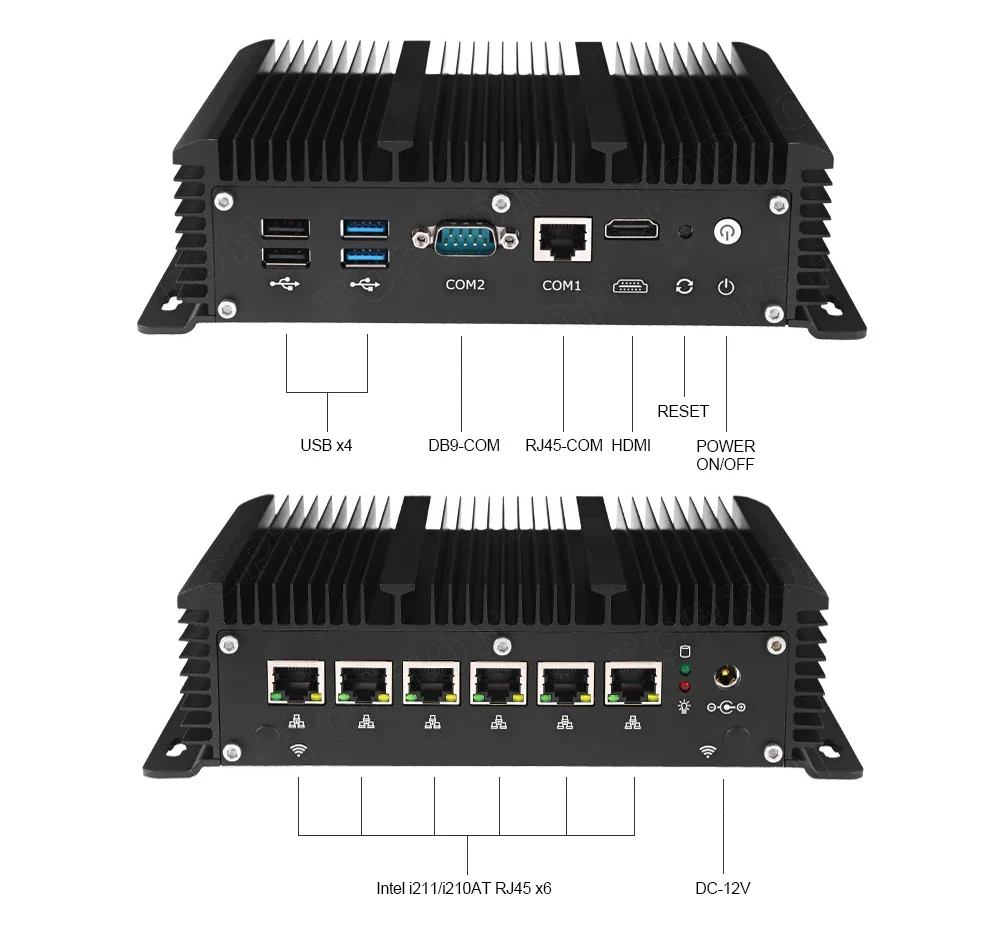 10e generatie Core i7 10610U Fanless Embedded Robuuste Industriële Mini PC Computer 6 * i211 2.5G LAN Firewall Apparaat Mini Router
