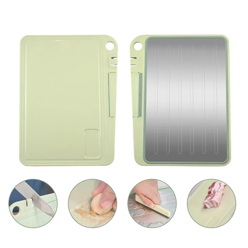 

Новая кухонная доска 4-в-1: пластиковая разделочная доска, поддон для размораживания, разделочная доска из нержавеющей стали с точилкой
