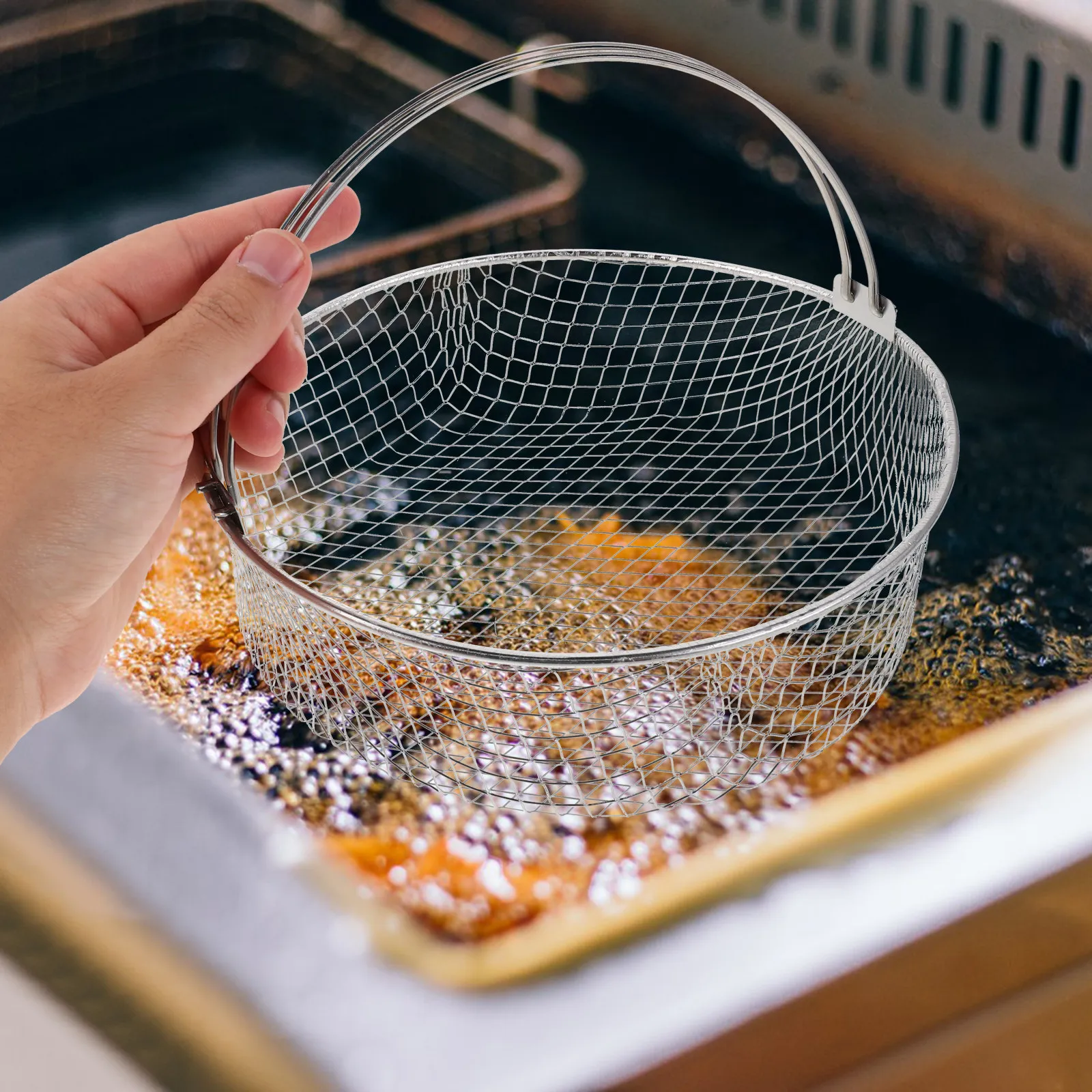 

Корзина для фритюрницы из нержавеющей стали с мелкой сеткой для равномерного нагрева, для жарки картофеля фри, куриных ножек