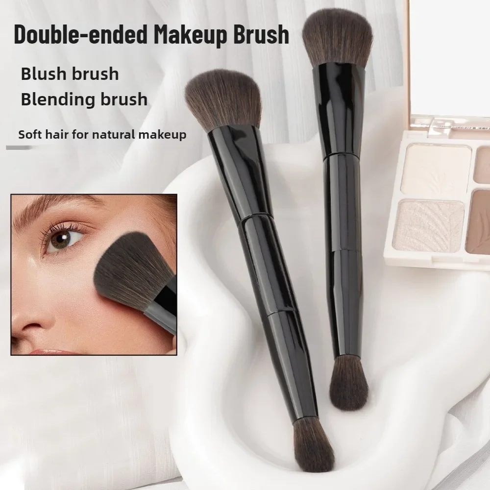 Pennello per trucco a doppia testa 2 in 1 Pennello per fard Correttore Evidenziatore Pennelli per polvere Pennello per sfumare Pennello per contorni Strumenti per trucco di bellezza