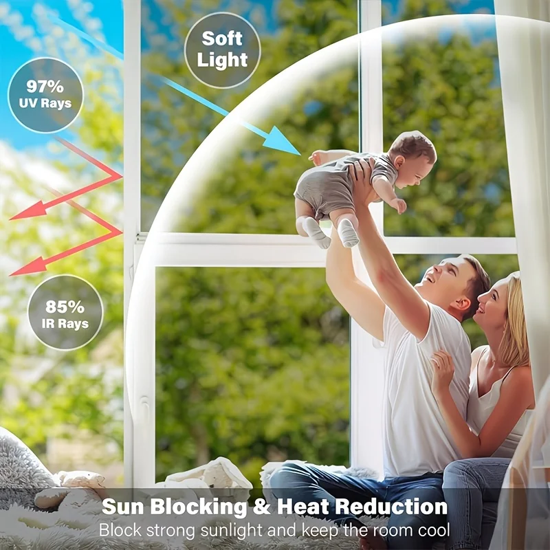 Heat Insulating One Way See Through Glass Film Static Cling Anti Peeping Sun Protection Silver Back Window Film for Home Office