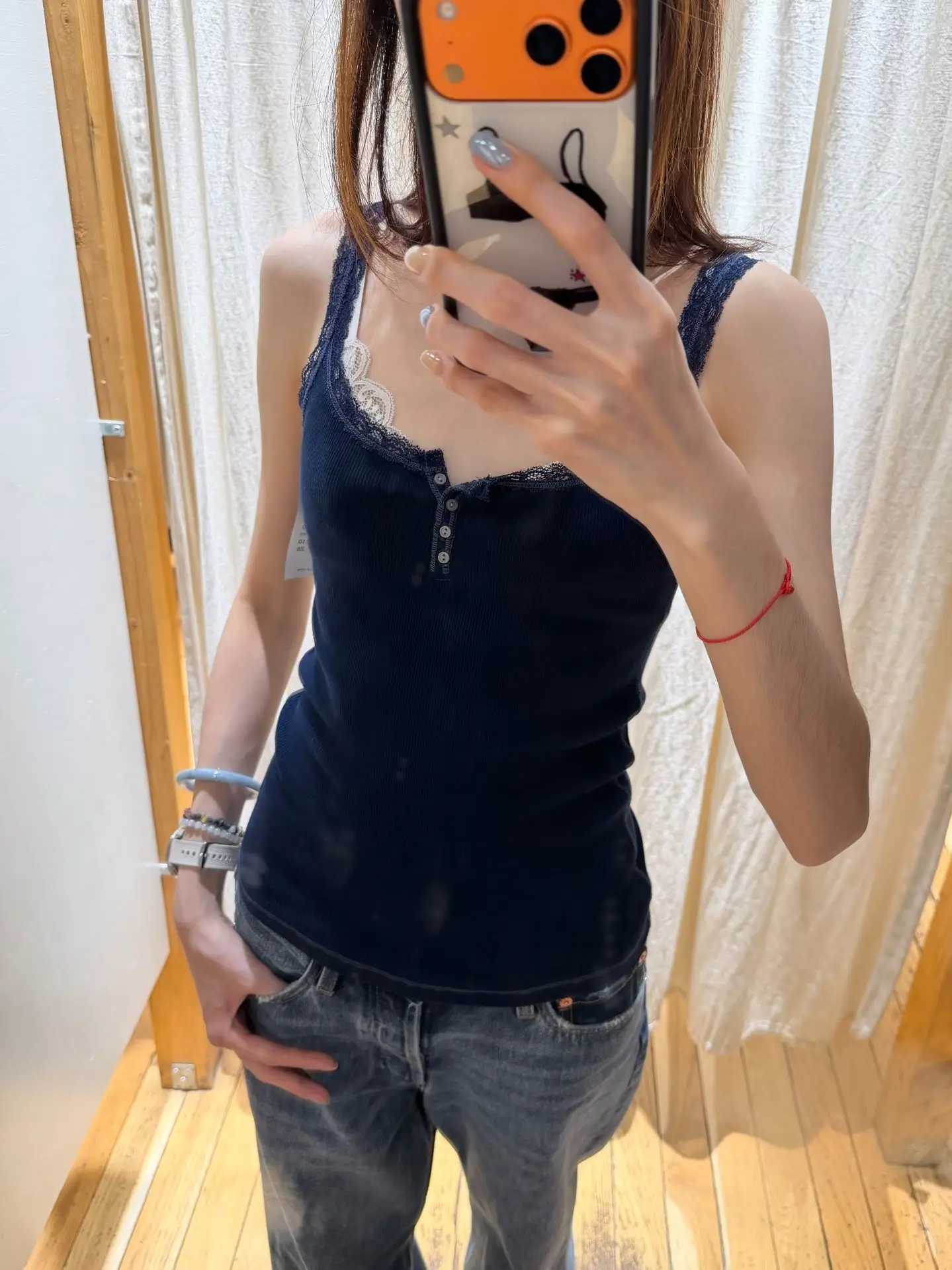 Spitze Trim Lila Schlank Tank Tops Frauen Sommer Vier Tasten Baumwolle Leibchen Weibliche Casual Süße Alle-spiel Grundlegende gerippte Camis Neue – Detail 14