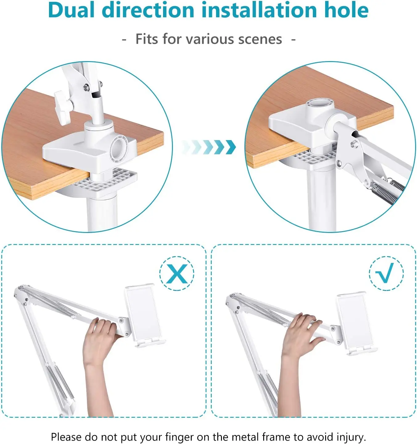 NEEWER Tablet Mount Holder Smartphone and Tablet Stand Overhead Adjustable Arm for iPad Air iPad Mini iPhone Samsung LG Google