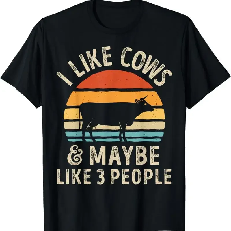 I Like Cows And Maybe 3 People Cow Farm Farmer Retro T Shirt