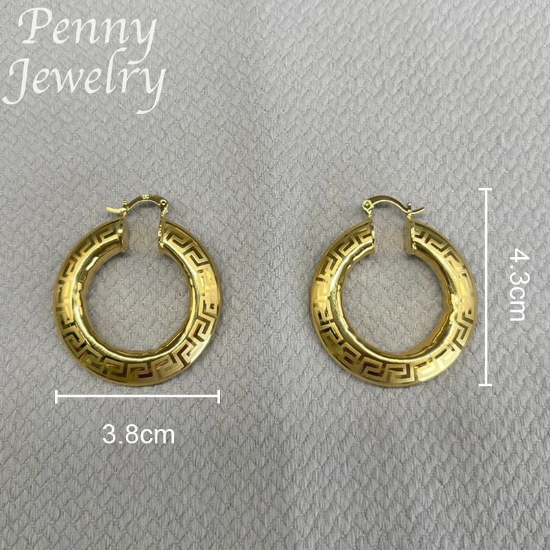 Fashion 18K Gold Plated Hoop Earrings for Women Copper Vintage Circle Earring Party Wedding Gifts Italian African Jewelry Sets