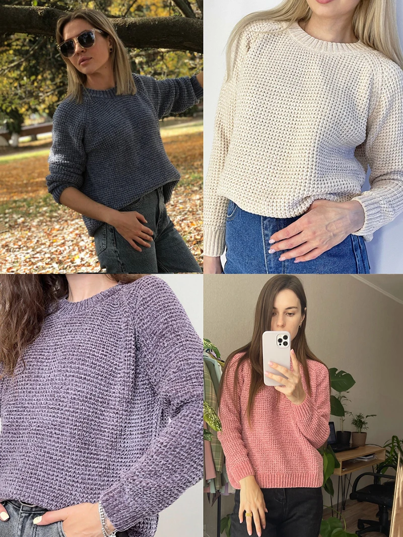 Wixra Thick Sweater Women Knitted Ribbed Pullover Long Sleeve Casual O Neck Jumpers Chenille Clothing Autumn Winter Hot