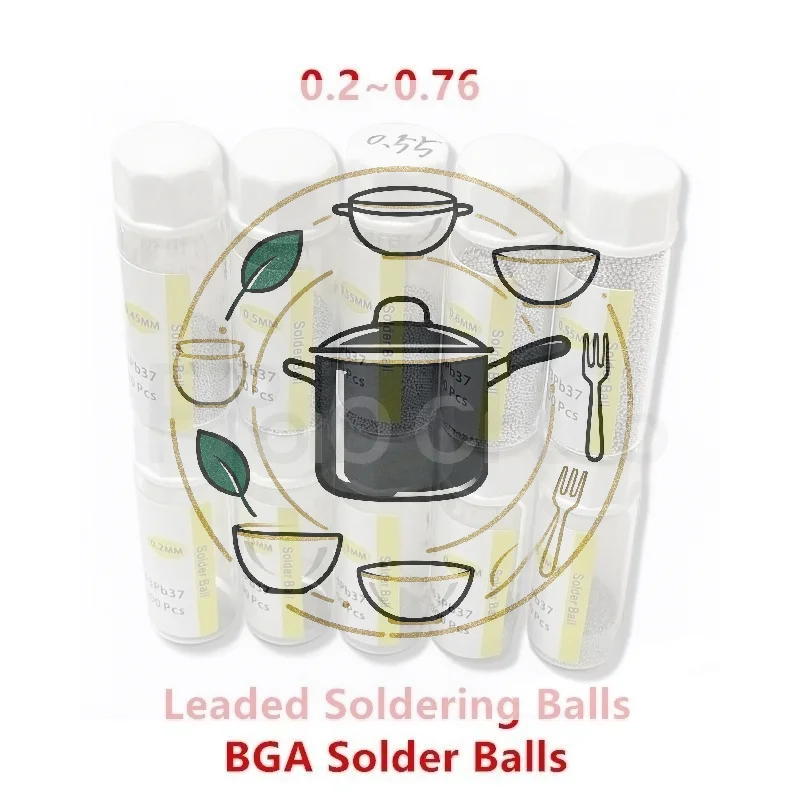 1 Bottle BGA Reballing Soldering Welding Railing Ball Spheres 0.2/0.25/0.3/0.35/0.4/0.45/0.5/0.55/0.6/0.76mm 25K BGA Solder Bal