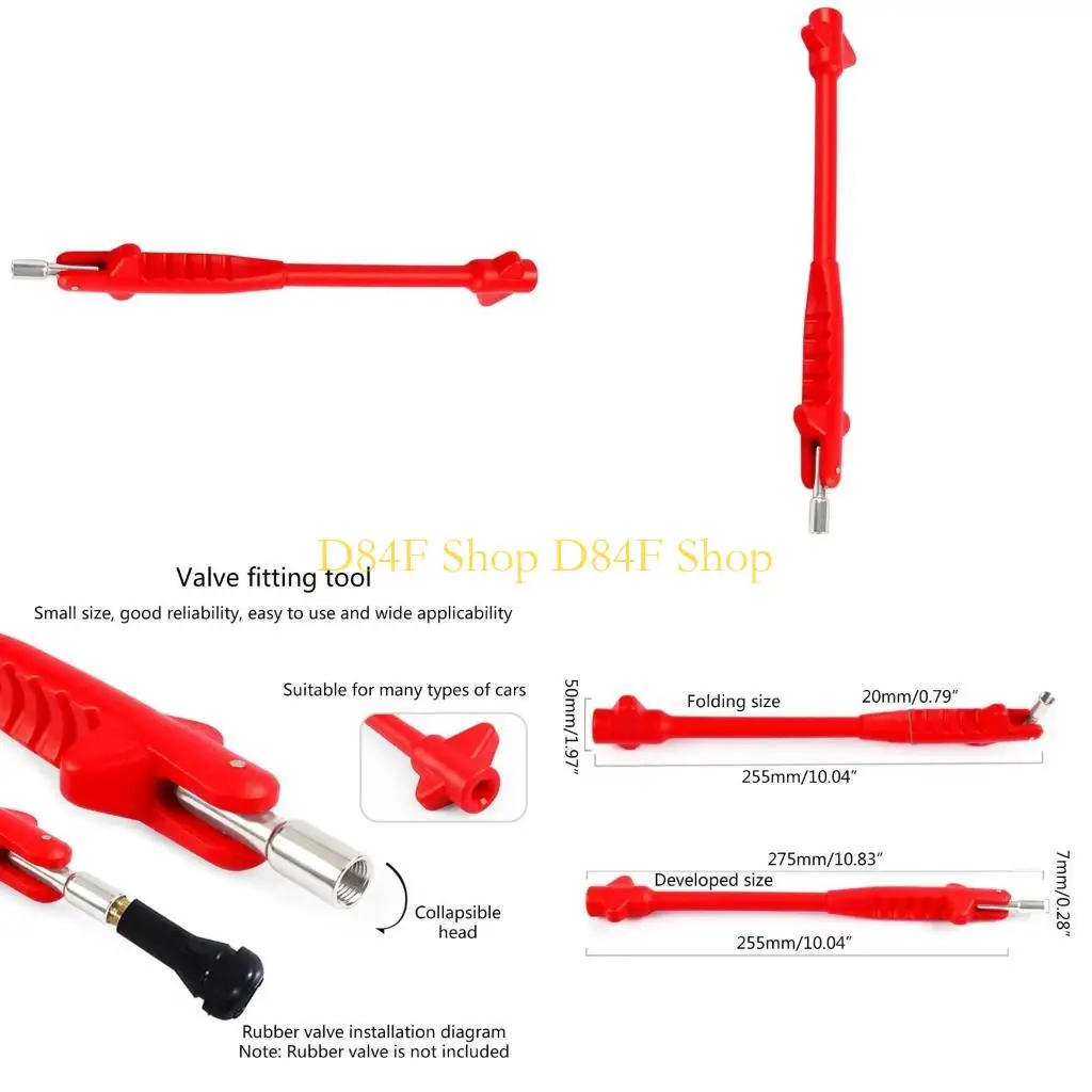 D84F Metal Tire Valves Stem Puller Tool with Valves Cores Tool Auto Tyre Valves Installation Removal Repair Tool