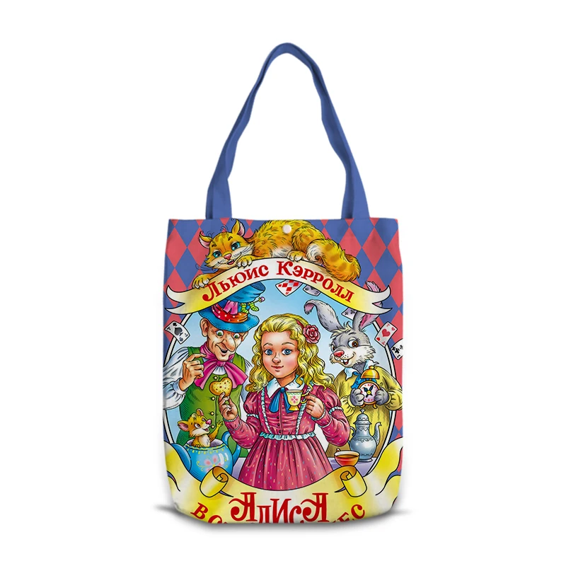 Disney Alice in Wonderland M0041 Anime Shoulder Bags Cartoon Customized Shopping Bag Casual Tote Storage Handbag Gift