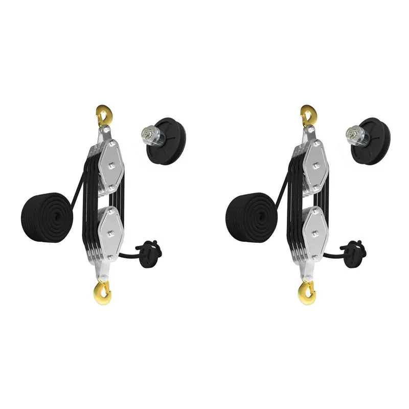 

ABFU-2X Rope Hoist Pulley System, 4400LB Pulley Block And Tackle, 8:1 Ratio Lifting Power 65Ft, Heavy Duty Pulley Block